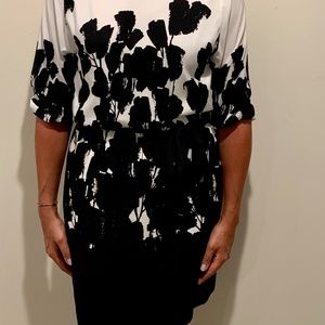 White House Black Market Black and White Midi Dress